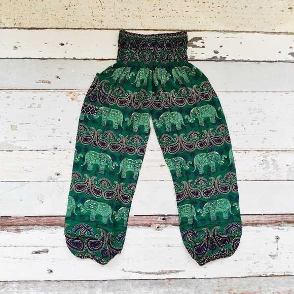Green and blue elephant harem pants - Picture 4 of 4